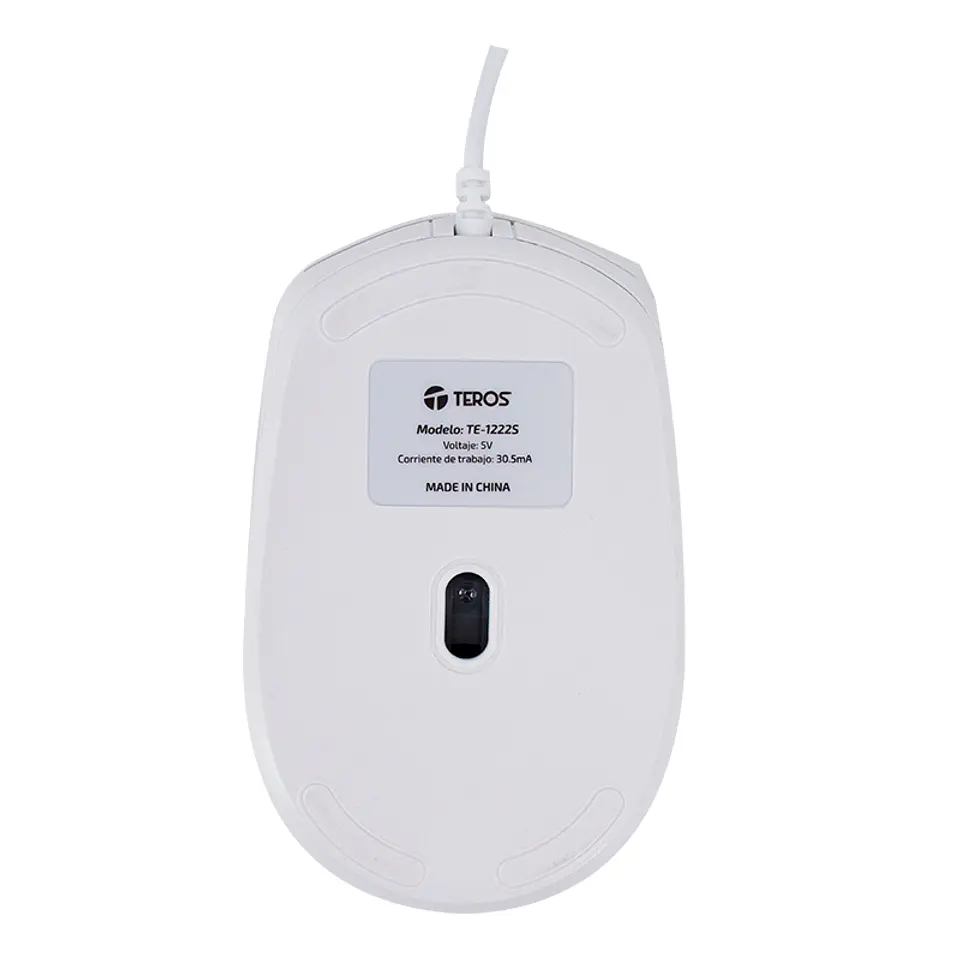 Mouse óptico TEROS TE-1225S, 800-1200-1600 DPI, USB, 4 botones, color blanco 5
