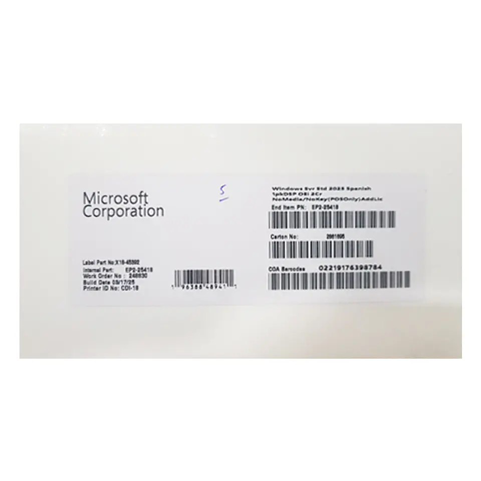 Microsoft Windows SVR STD 2025 SPANISH OEI 2CR (APOS) (EP2-25418) 1