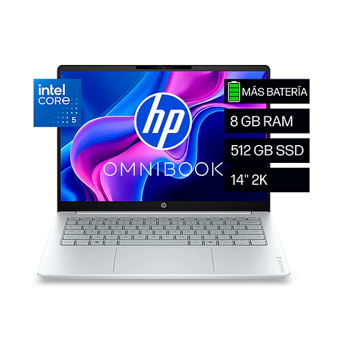 NB HP OmniBook 3 14-hu0051la, 14" 2K IPS, Core 5 120U hasta 5GHz/8GB DDR5/512GB SSD M.2