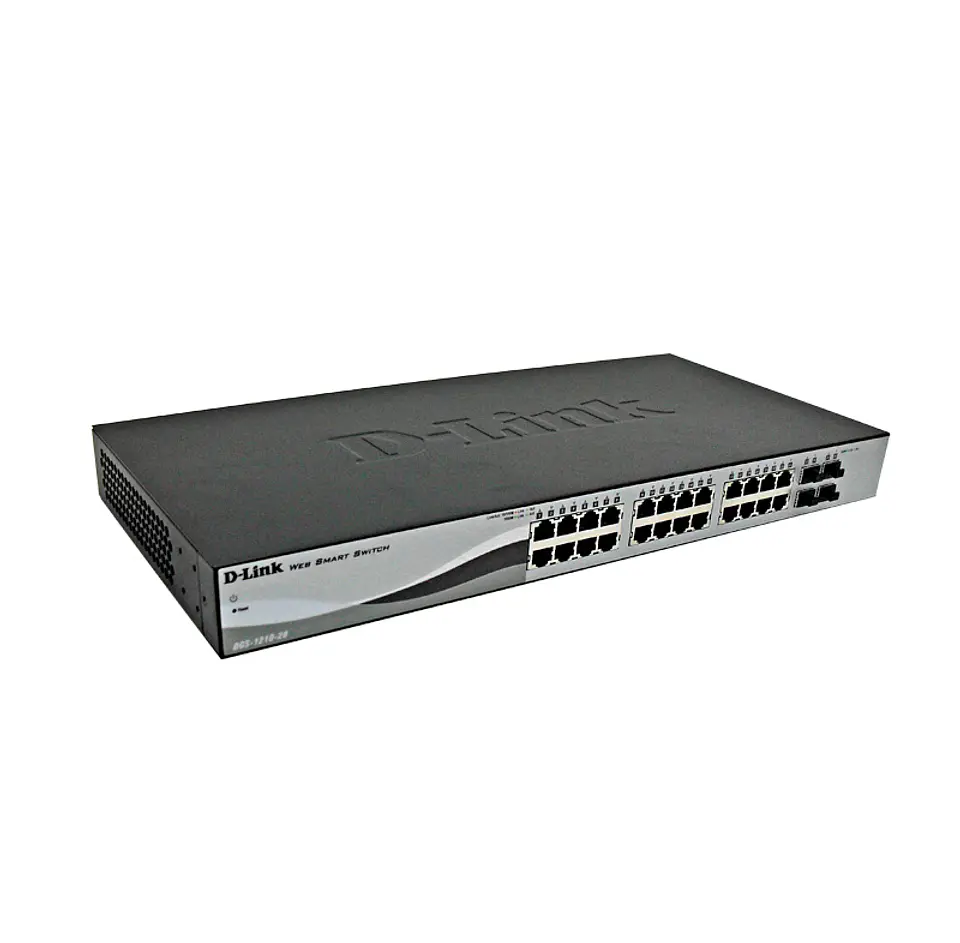 Switch Web Smart D-LINK DGS-1210-28, 24 RJ-45 LAN GbE,  y 4 puertos SFP, autovoltaje. 1