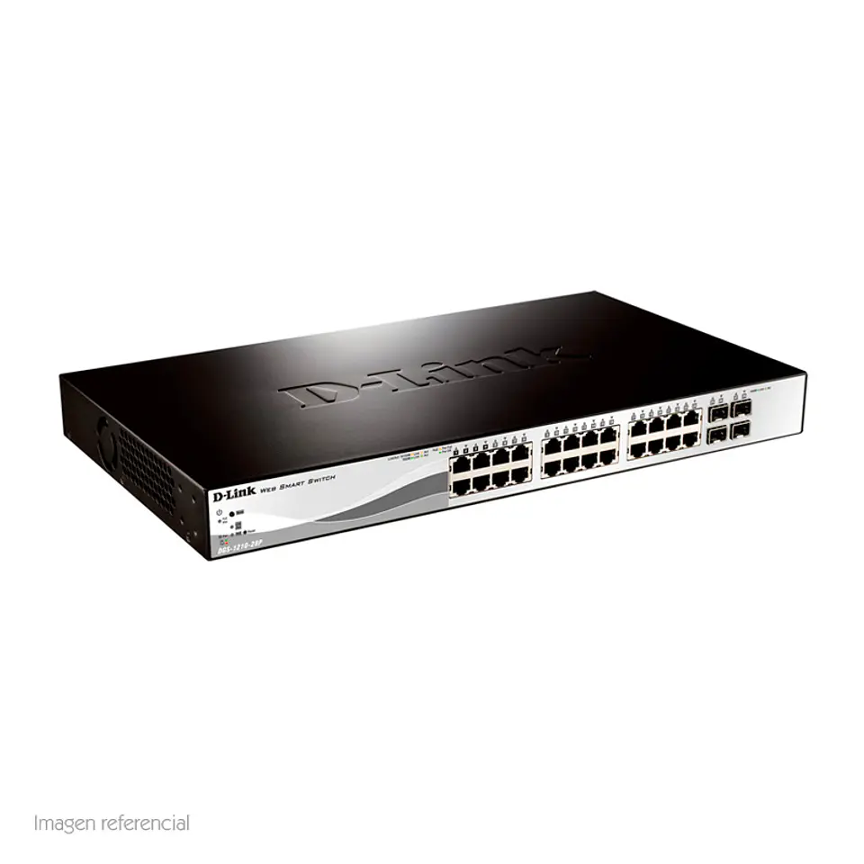 Switch D-Link DGS-1210-28P, Capa 2, PoE, 24 RJ-45 LAN GbE, 4 puertos SFP, Auto MDI/MDIX. 1