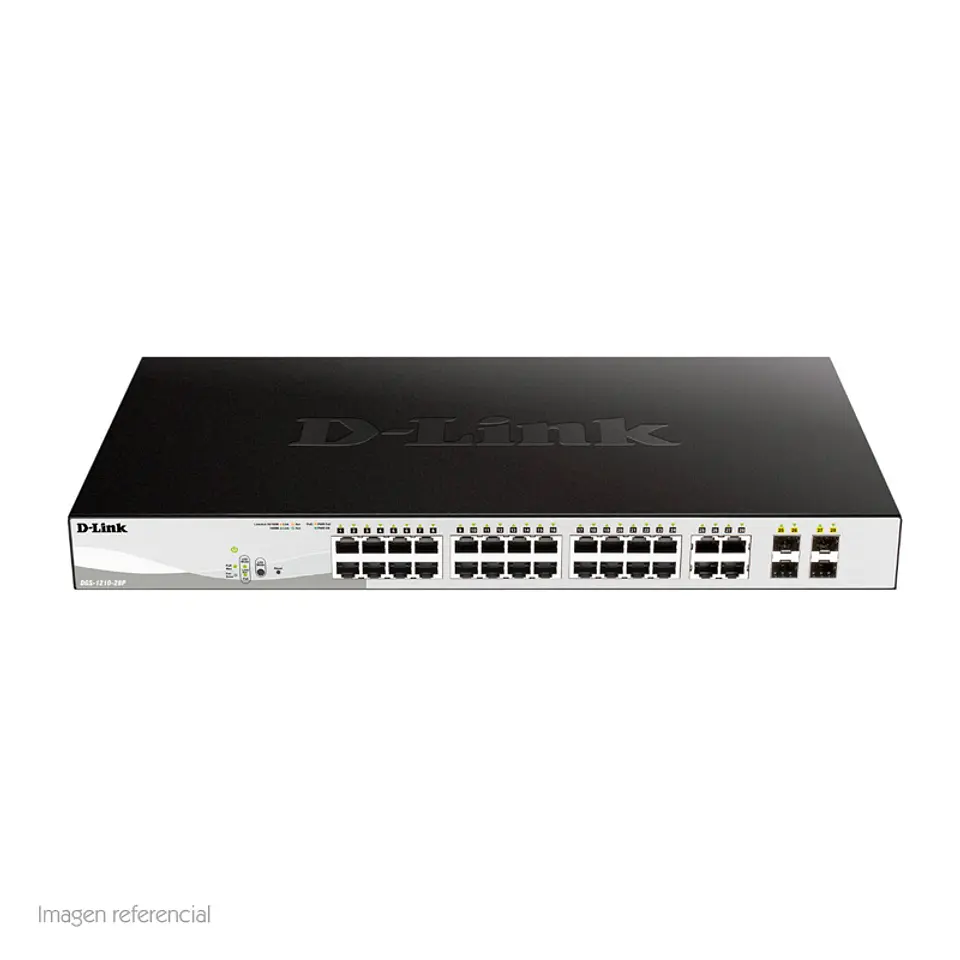 Switch D-Link DGS-1210-28P, Capa 2, PoE, 24 RJ-45 LAN GbE, 4 puertos SFP, Auto MDI/MDIX. 3