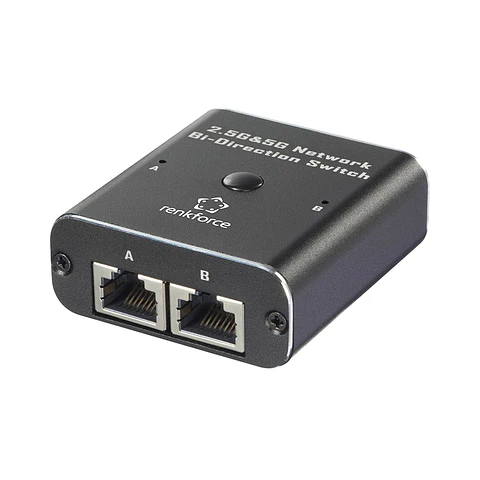 Switch Bidireccional de red Renkforce RF-EW-700 de 2 puertos 2.5G & 5G, Alimentacion USB