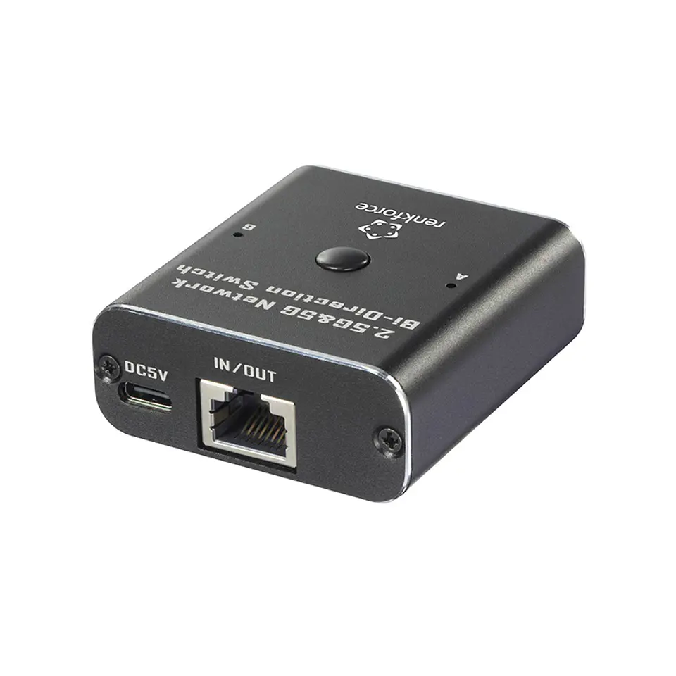 Switch Bidireccional de red Renkforce RF-EW-700 de 2 puertos 2.5G & 5G, Alimentacion USB 2