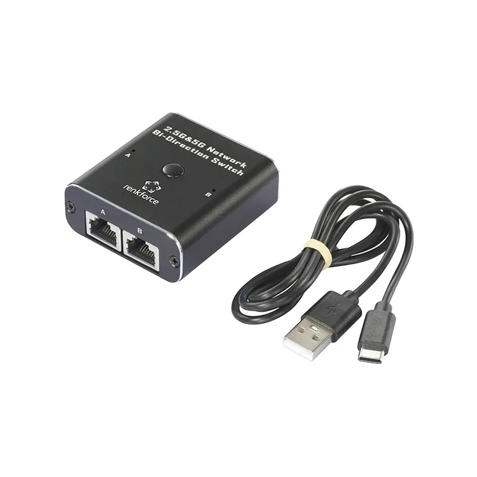 Switch Bidireccional de red Renkforce RF-EW-700 de 2 puertos 2.5G & 5G, Alimentacion USB 4