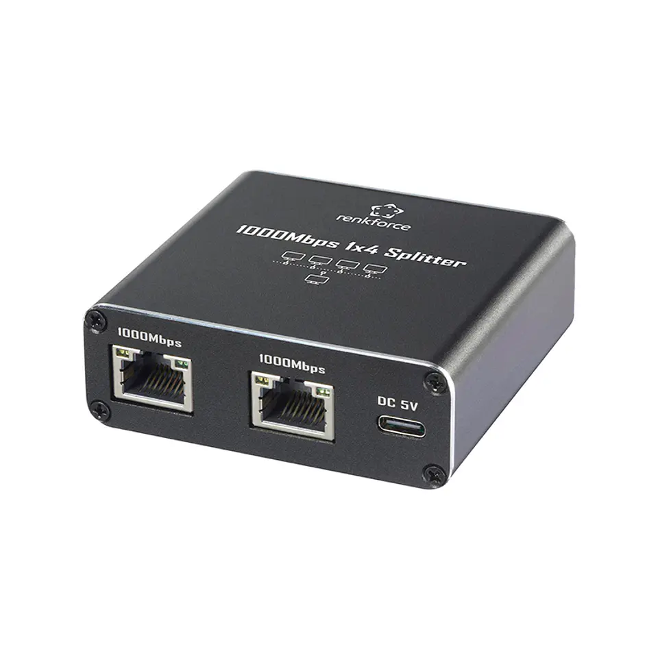 Switch Gigabit Ethernet Renkforce RF-GES-400 con 4 puertos RJ45 y alimentación por USB 2