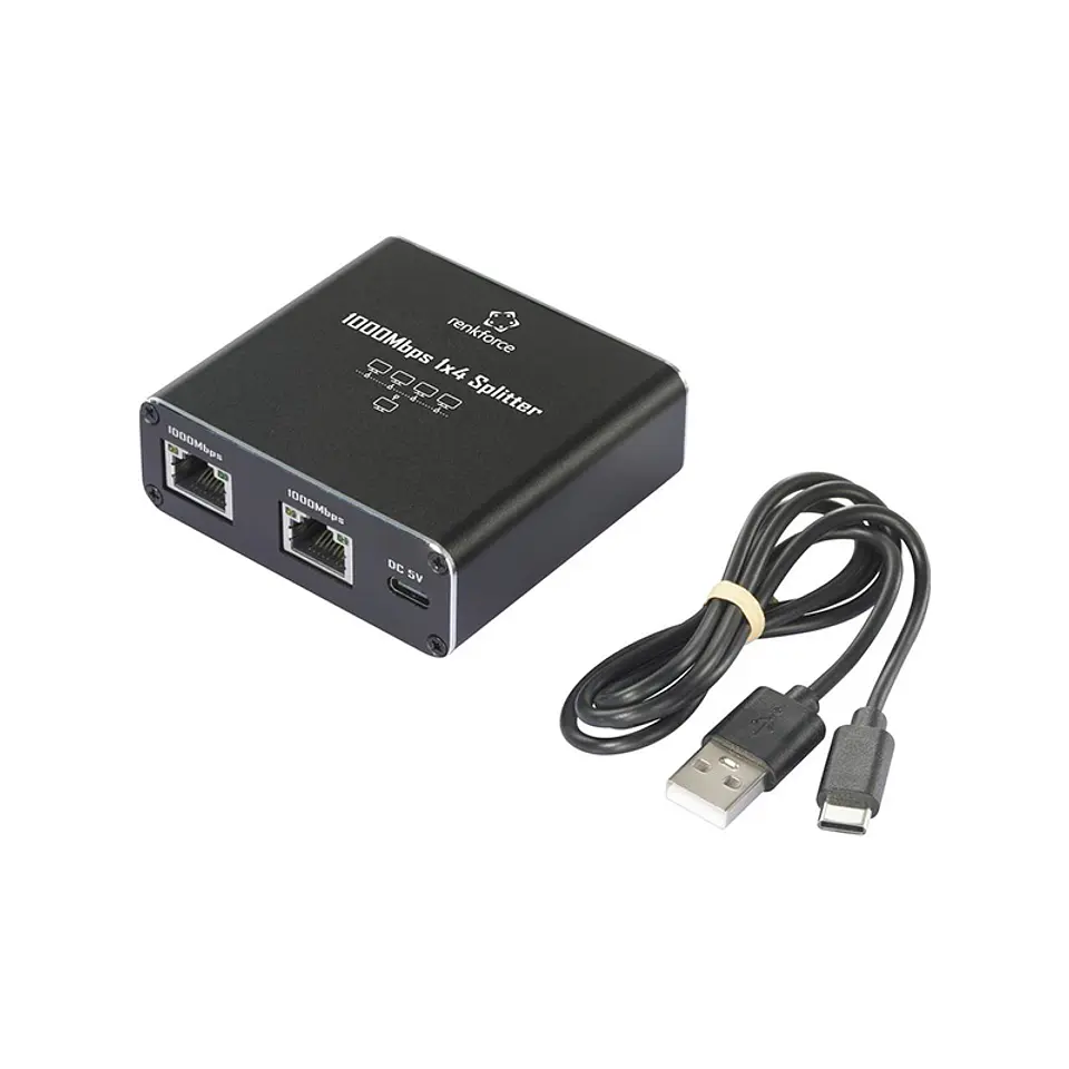 Switch Gigabit Ethernet Renkforce RF-GES-400 con 4 puertos RJ45 y alimentación por USB 4