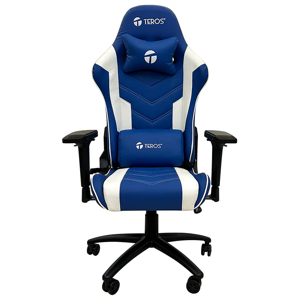 Silla gamer TEROS TE-8126B, azul y blanco 6