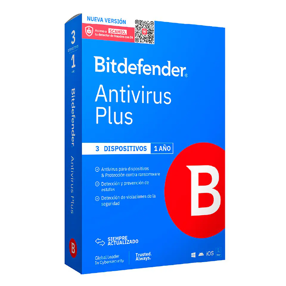 Bitdefender Antivirus Plus - Licencia de 1 año para 3 dispositivos 1