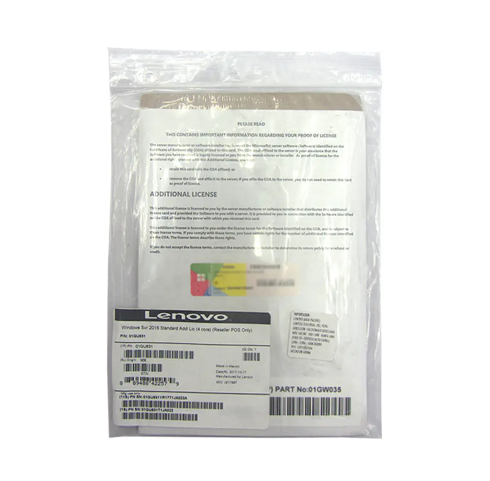 Licencia Lenovo Microsoft Windows Server 2016 Standard, OEM, 4 nucleos adicionales. 1