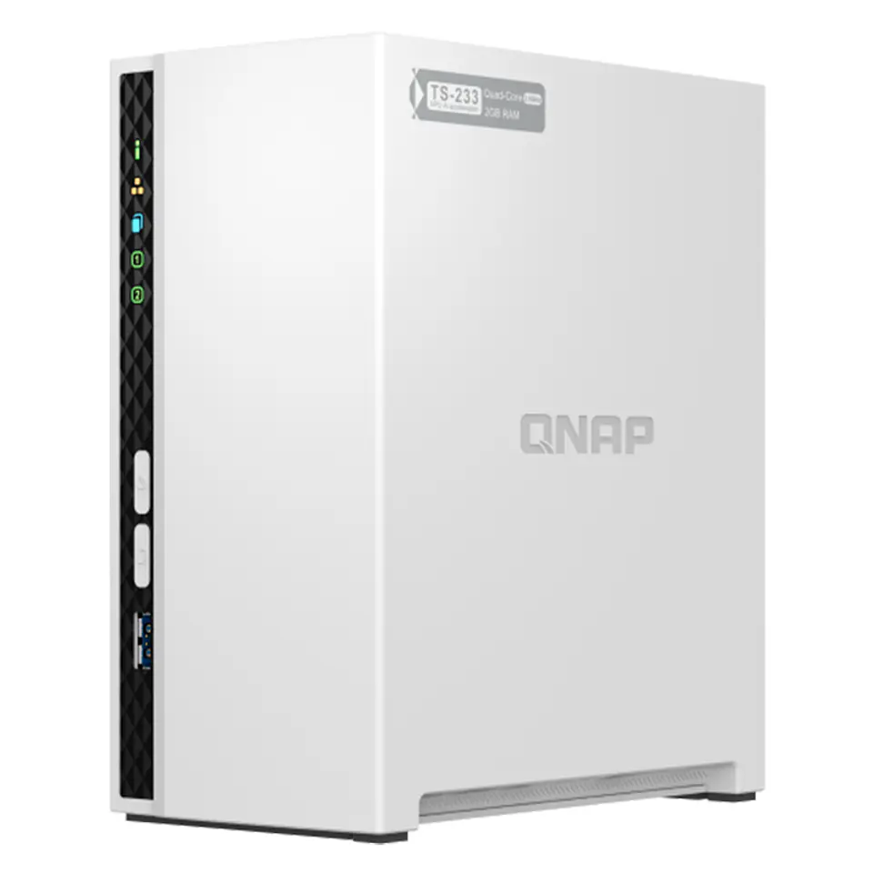 Servidor NAS QNAP TS-233, ARM Cortex A55 4C/2GHz, 2GB RAM(On-Board), Bahias: 2 x 3.5