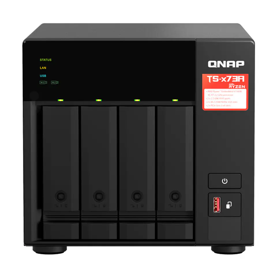 Servidor NAS QNAP TS-473A, AMD Ryzen V1500B/2.2GHz, 8GB DDR4 SODIMM, Bahias: 4 x 3.5