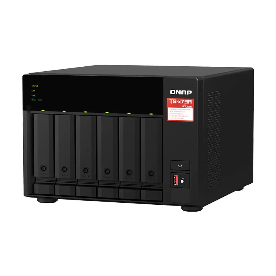 Servidor NAS QNAP TS-673A-8G, Ryzen V1500B 4C/2.2GHz, 8GB RAM SODIMM, Bahias: 6x3.5