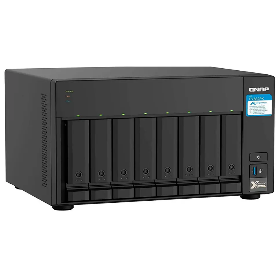 Servidor NAS QNAP TS-832PX-4G, ARM Cortex-A57 4C/1.7GHz, 4GB DDR4, Bahias: 8 x 3.5