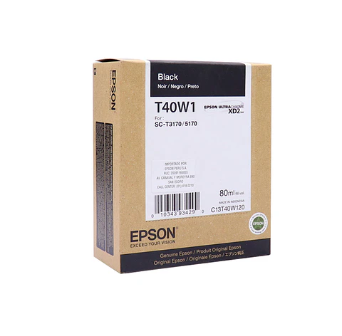 Cartucho de tinta Epson T40W120, UltraChrome XD2, contenido 80ml, color negro.