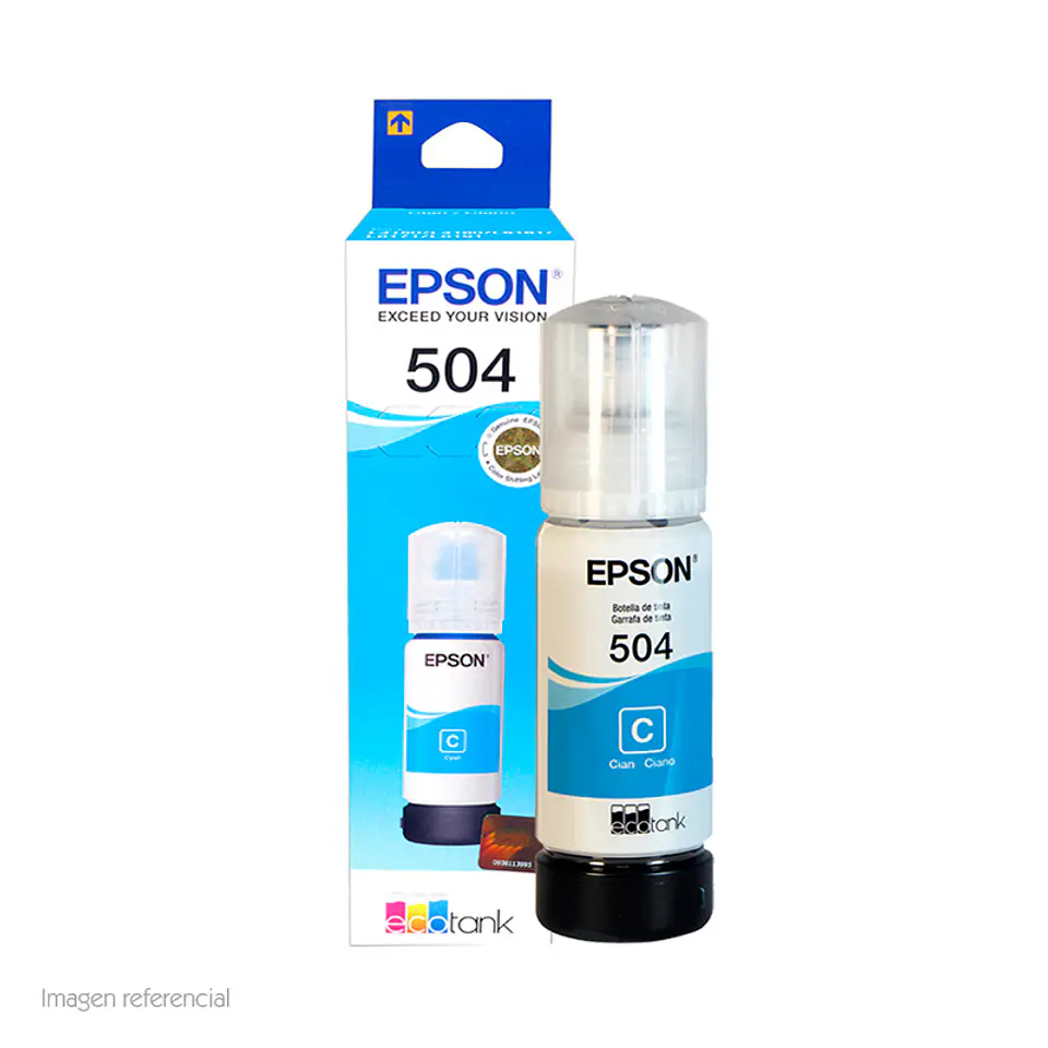 Botella de tinta EPSON T504220-AL, color Cyan, contenido 70ml. 1