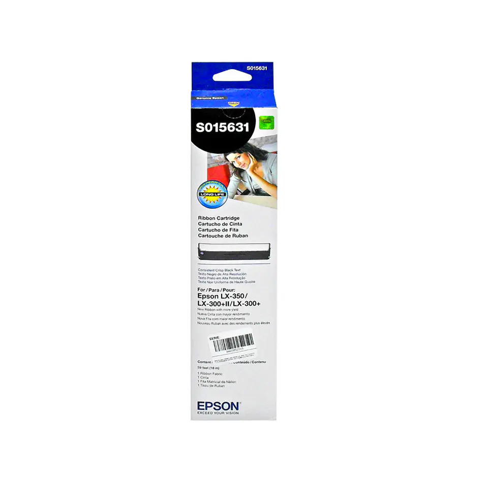 Cartucho de cinta Epson S015631, negro, para Impresora LX-350. 1