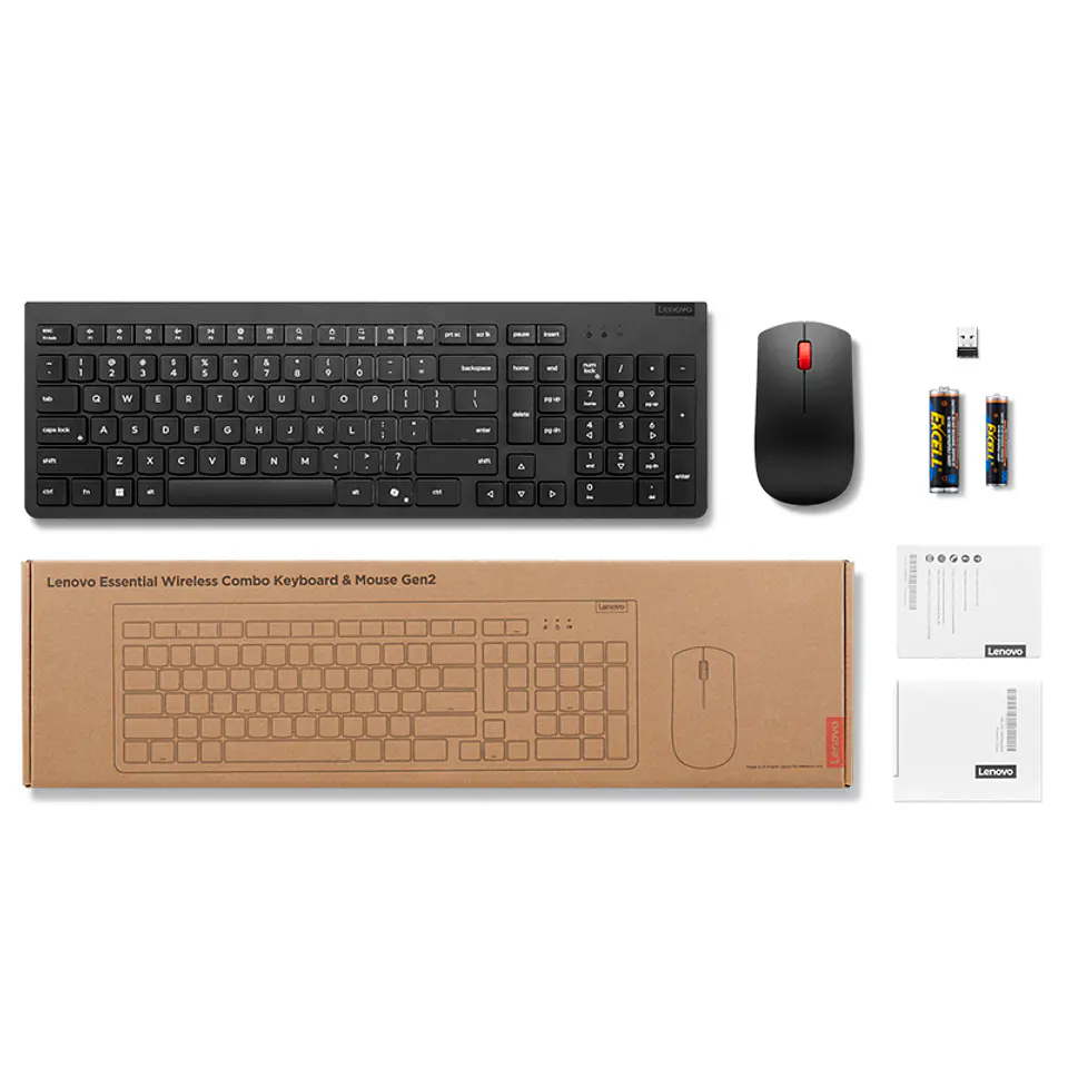 Teclado + Mouse inalámbricos Lenovo Essential Combo Gen2, Negro, Español (LA) 171 3