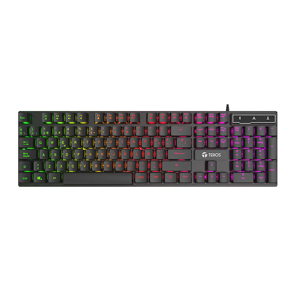 Teclado gamer TEROS TE-4072G, RGB, USB, negro 1