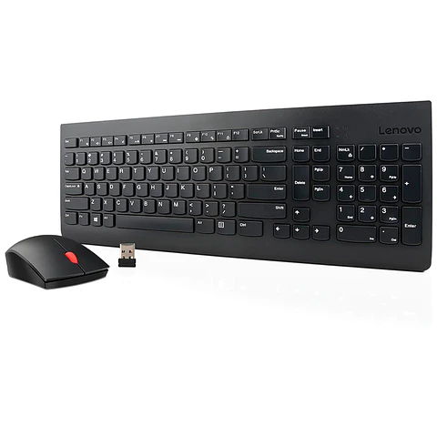 Teclado + Mouse Lenovo, Inalámbrico, Color Negro, (Kit Combo)