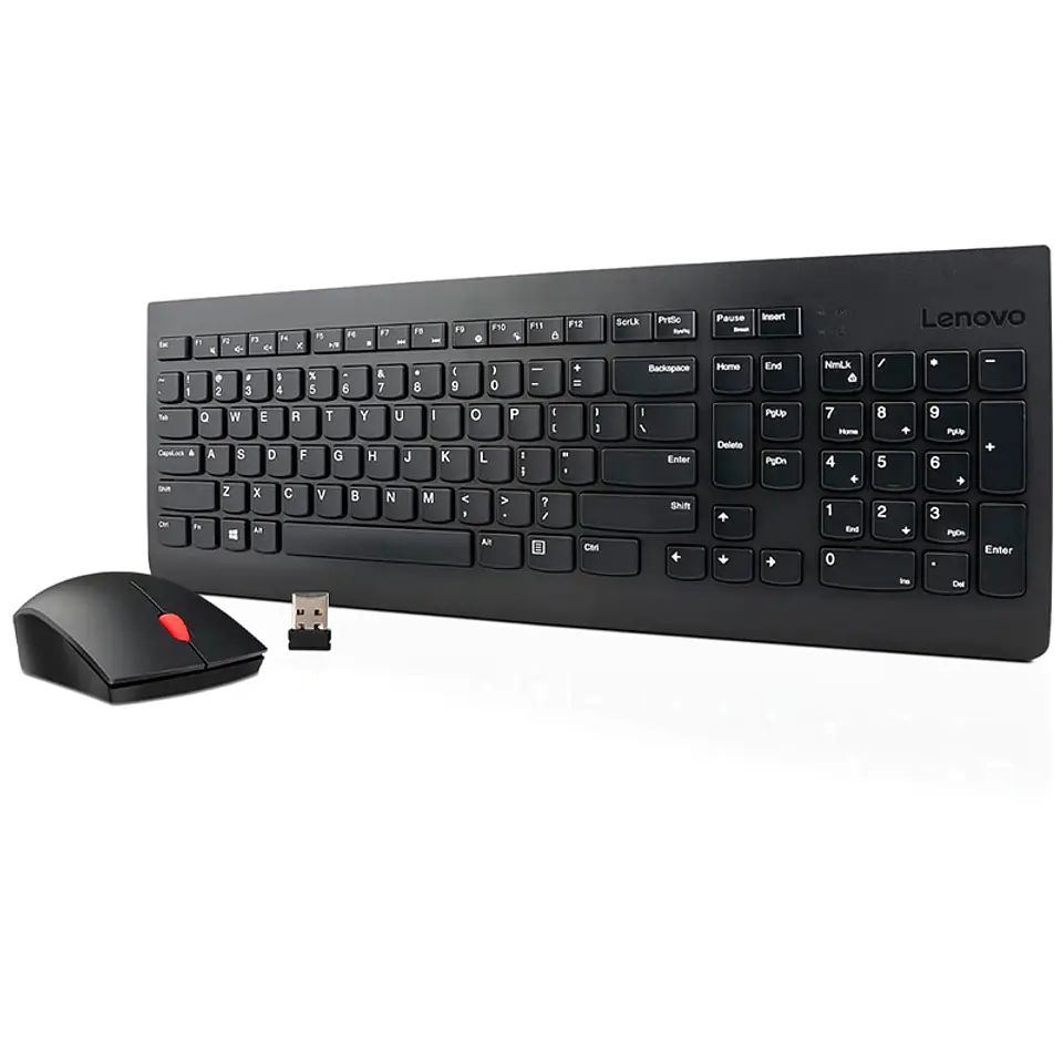 Teclado + Mouse Lenovo, Inalámbrico, Color Negro, (Kit Combo) 1