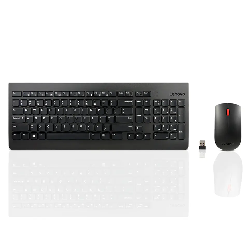 Teclado + Mouse Lenovo, Inalámbrico, Color Negro, (Kit Combo) 2