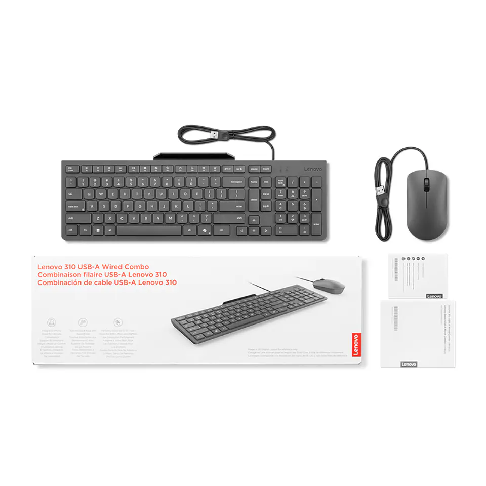 Combo Kit de Teclado + Mouse Lenovo 310, Interfaz: USB-A con cable, en Español (LA) 4