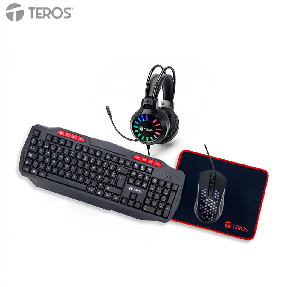 Kit 4 en 1 Teclado + Mouse + Auriculares + Mousepad TEROS TE-5014S 1