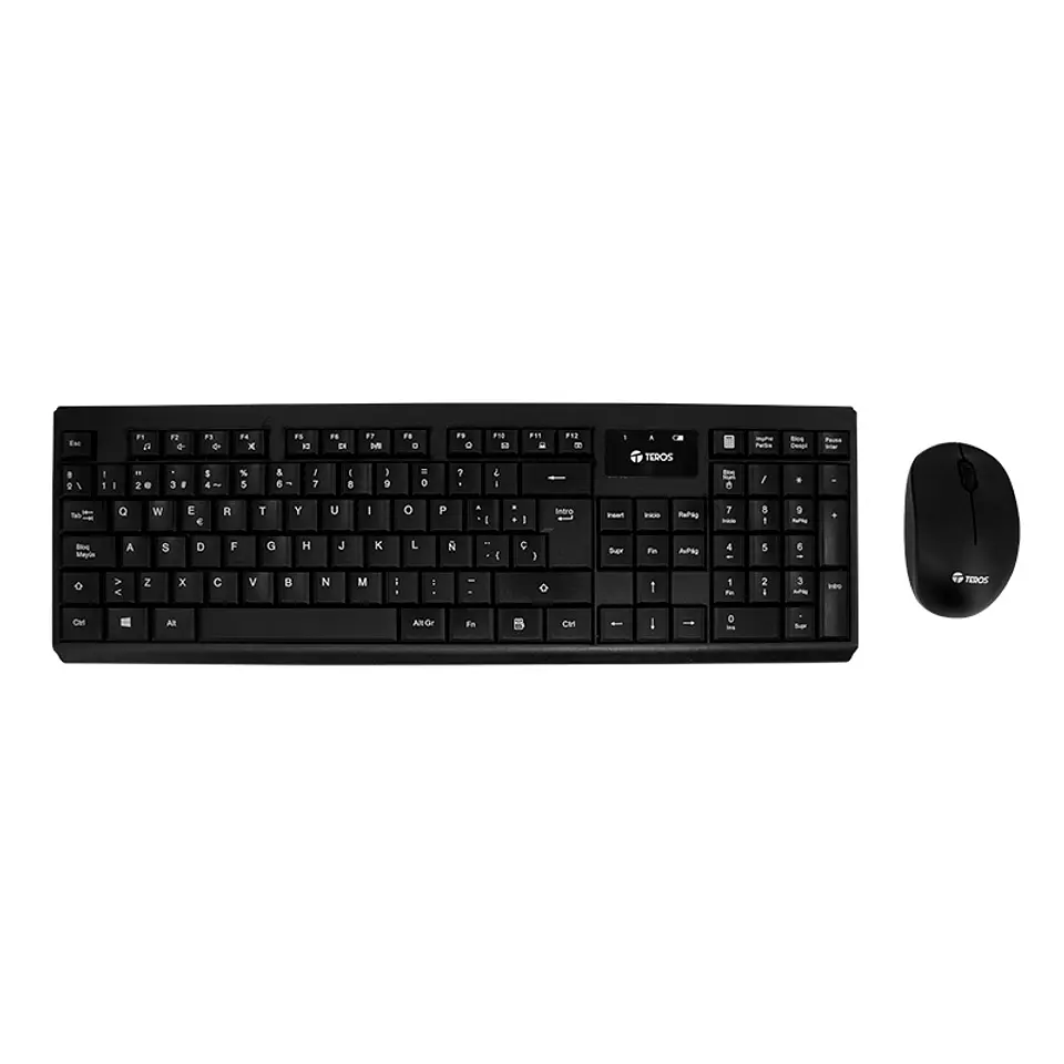 Kit teclado y mouse TEROS TE-4071S, inalámbrico, 2.4 GHz, acabado elegante, negro, español 1