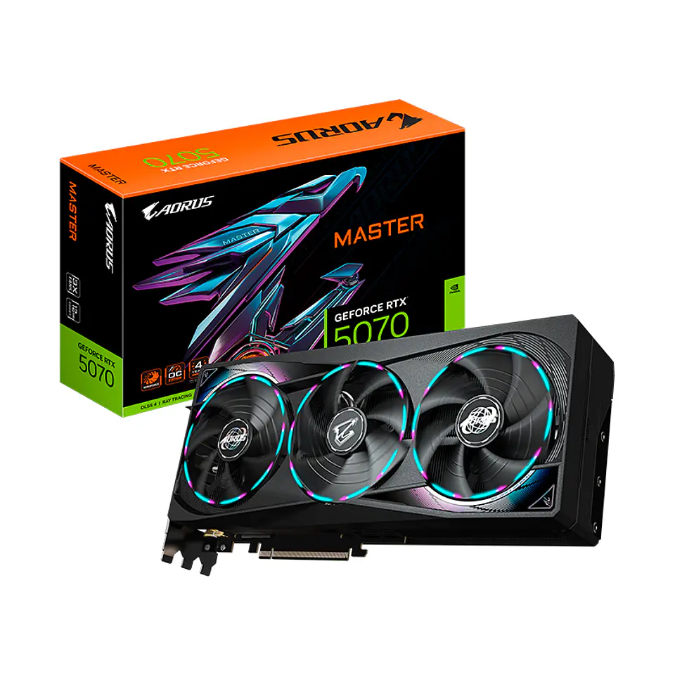 Tarjeta de video GIGABYTE AORUS GeForce RTX 5070 MASTER 12G, 12 GB GDDR7, PCIe Gen 5.0 1