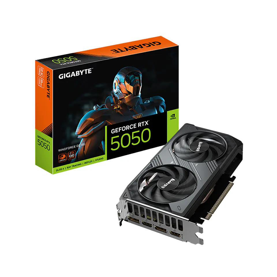 Tarjeta de video GIGABYTE GeForce RTX 5050 WINDFORCE OC 8G, 8 GB GDDR6, PCIe Gen 5.0 5