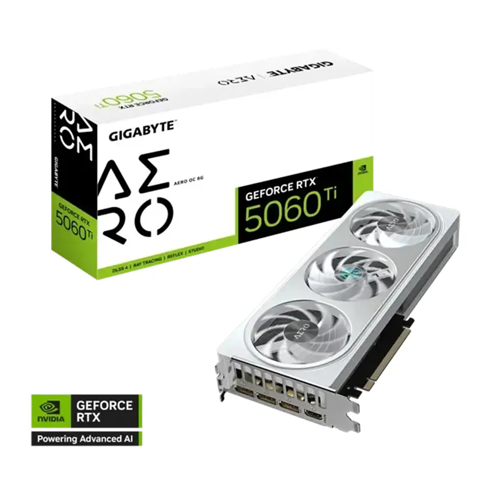 Tarjeta de video GIGABYTE GeForce RTX 5060 Ti AERO OC 8G, 8GB GDDR7, PCIe Gen 5.0 1