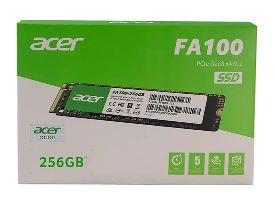 Acer BL.9BWWA.118 - Unidad en Estado Solido (SSD) FA100 256GB M.2 PCIe NVMe 3