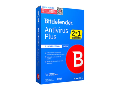 Bitdefender B11010062 - Antivirus Plus - (2 Licencias Independientes x 1) Para un dispositivo x 1 año