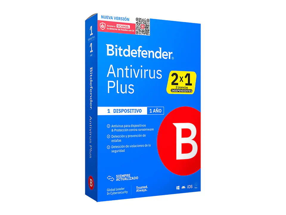 Bitdefender B11010062 - Antivirus Plus - (2 Licencias Independientes x 1) Para un dispositivo x 1 año 1