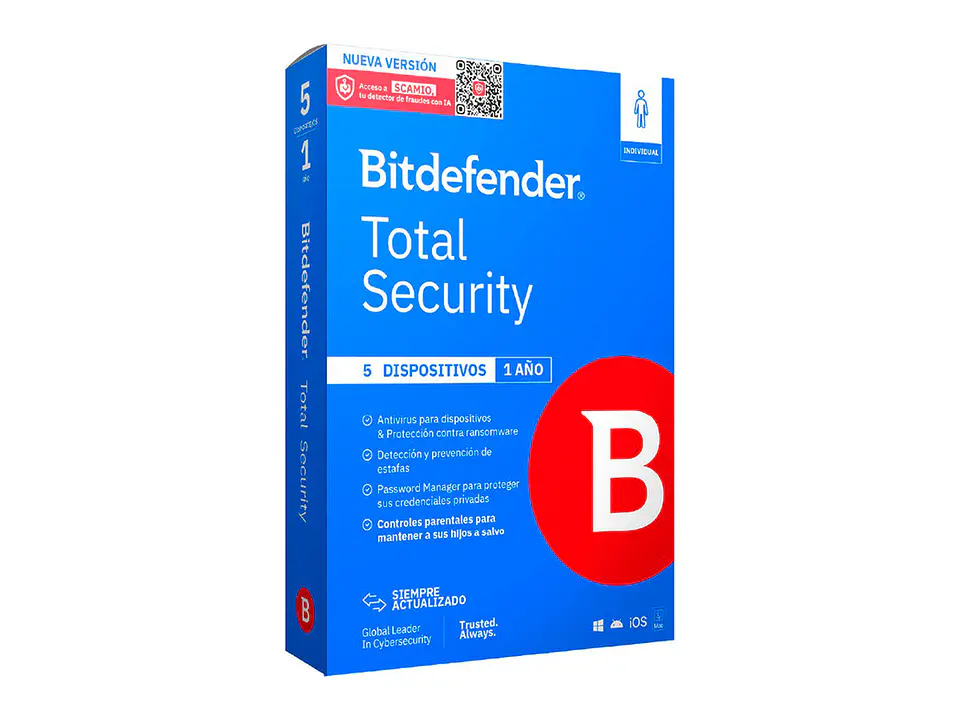 Bitdefender B11030034 - Total Security - Licencia de 1 año para 5 dispositivos 1