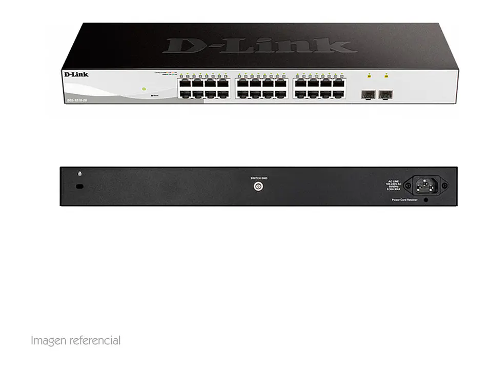 D-Link DGS-1210-26 - Switch DGS-1210 Series, Capa L2/L3, 24 RJ-45 GbE, 2 puertos SFP 1GbE 1