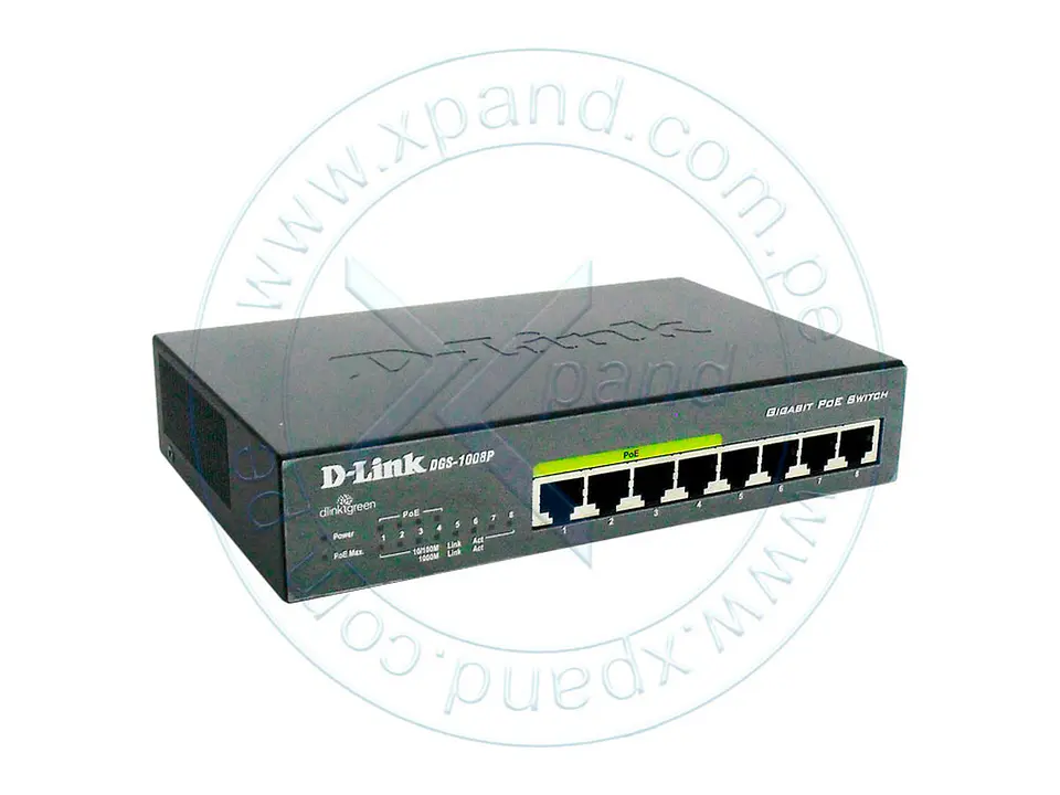 D-Link DGS-1100-08PV2 - Switch DGS-1100-08P, Capa 2, 8 puertos RJ-45 LAN GbE, PoE, Auto MDI/MDIX 1