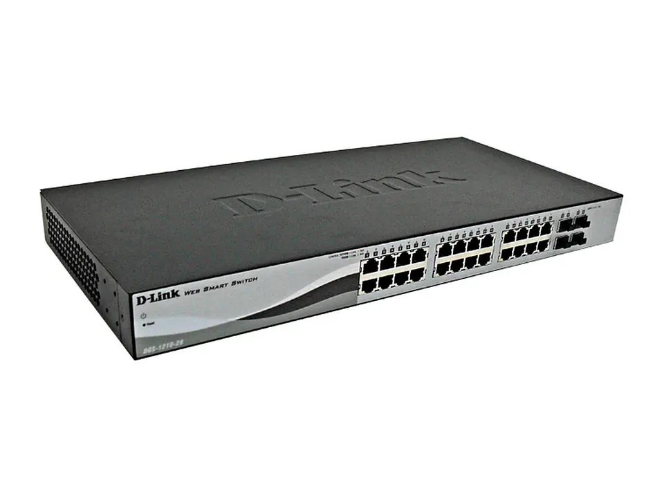 D-Link DGS-1210-28 - Switch Web Smart, 24 RJ-45 LAN GbE, y 4 puertos SFP, autovoltaje 1