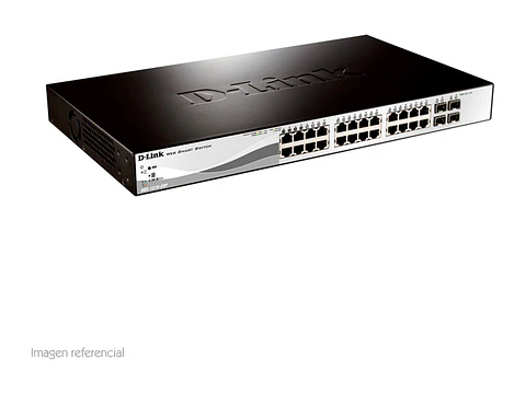 D-Link DGS-1210-28P - Switch, Capa 2, PoE, 24 RJ-45 LAN GbE, 4 puertos SFP, Auto MDI/MDIX