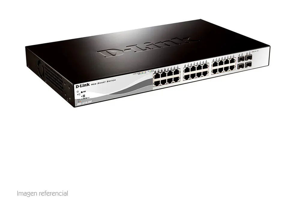 D-Link DGS-1210-28P - Switch, Capa 2, PoE, 24 RJ-45 LAN GbE, 4 puertos SFP, Auto MDI/MDIX 1