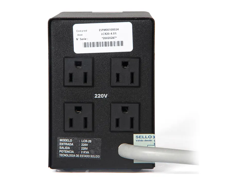 Estabilizador Monofasico ELISE IEDA PODER SAFE, LCR20-4.5%, Solido, 2kVA, 220VAC, 4 Tomas 2