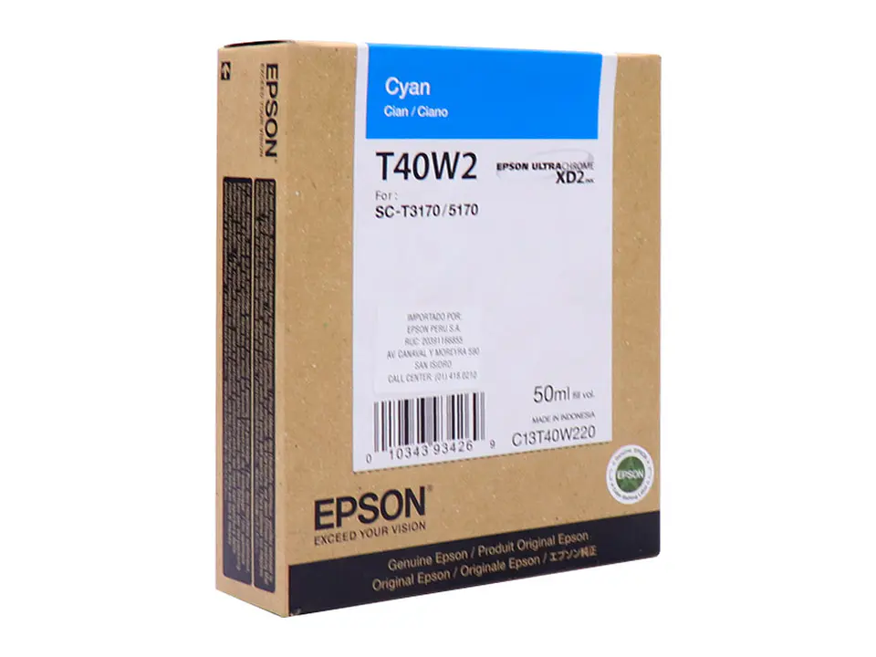 Epson T40W220 - Cartucho de tinta, UltraChrome XD2, contenido 50ml, color cyan 1