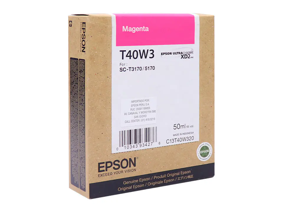 Epson T40W320 - Cartucho de tinta, UltraChrome XD2, contenido 50ml, color magenta 1