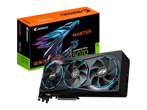 Tarjeta de video GIGABYTE AORUS GeForce RTX 5070 MASTER 12G, 12 GB GDDR7, PCIe Gen 5.0