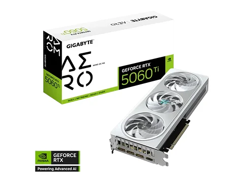 Tarjeta de video GIGABYTE GeForce RTX 5060 Ti AERO OC 8G, 8GB GDDR7, PCIe Gen 5.0