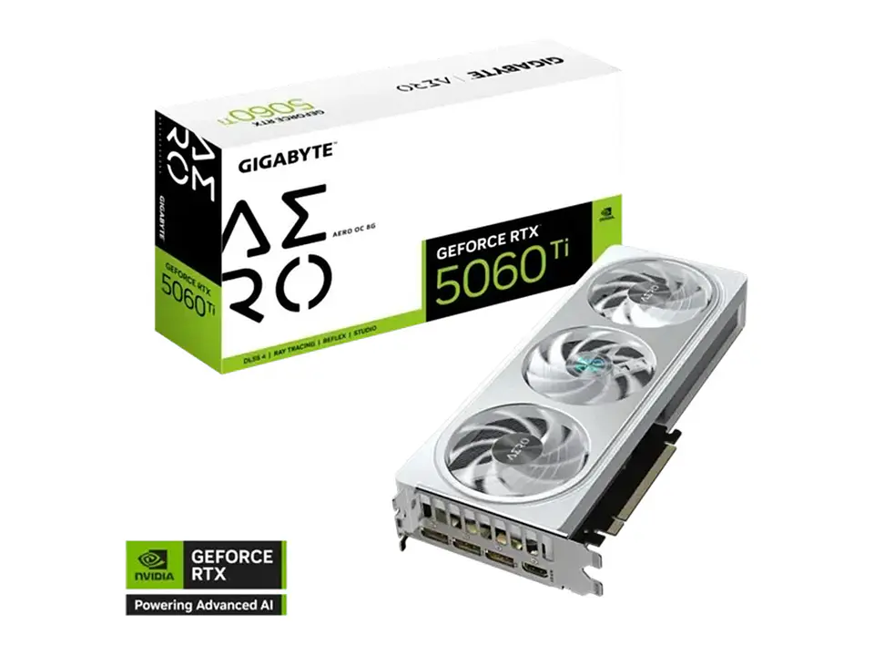 Tarjeta de video GIGABYTE GeForce RTX 5060 Ti AERO OC 8G, 8GB GDDR7, PCIe Gen 5.0 1