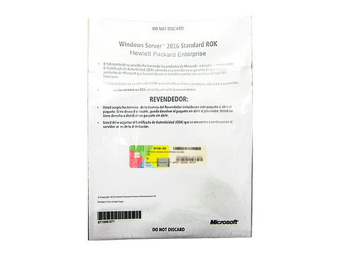HPE P00487-071 - Licencia Microsoft Windows Server 2016 Standar, OEM, ROK, 16 Núcleos