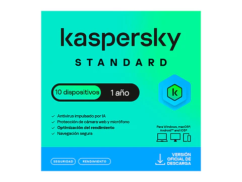 Kaspersky KL1041DDKFS - Antivirus Standard, para 10 PCs, Lic 1 año, Producto Virtual