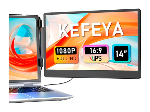 Kefeya S1 - Extensor de monitor de 14" para portatiles de 13" - 17", FHD (1920x1080), IPS, USB-C/HDMI